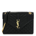 Grain De Poudre Textured Mixed Matelasse Triquilt Medium Monogram Satchel Black