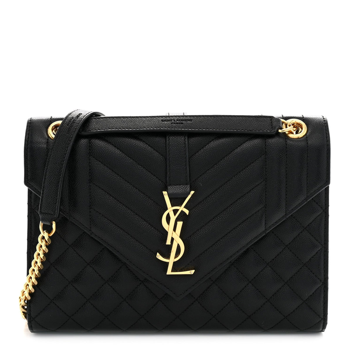 Grain De Poudre Textured Mixed Matelasse Triquilt Medium Monogram Satchel Black