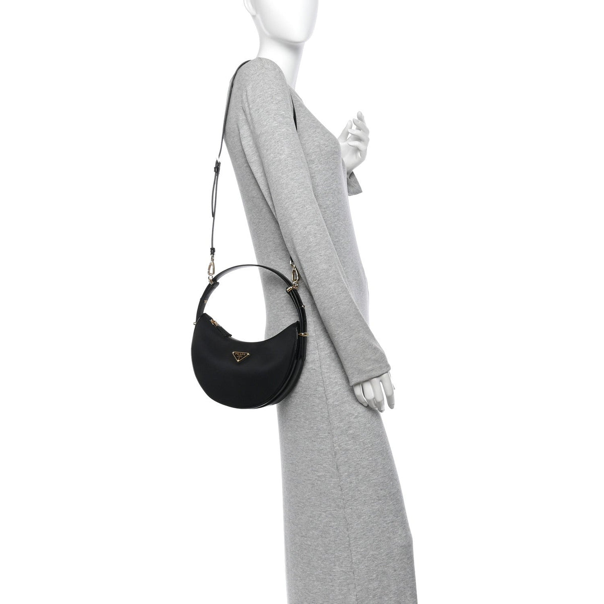 Re-Nylon Spazzolato Arque Shoulder Bag Black