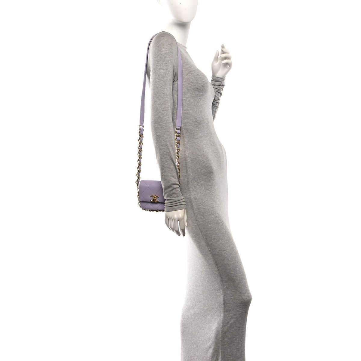Calfskin Quilted Mini Framing Chain Bag Light Purple