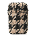 Tweed Chain Around Phone Holder Beige Black