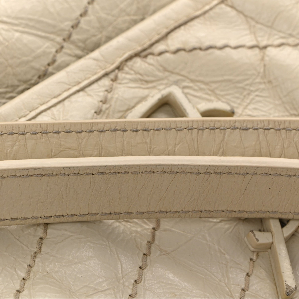 Crinkled Calfskin Matelasse Monogram Baby Niki Chain Satchel White