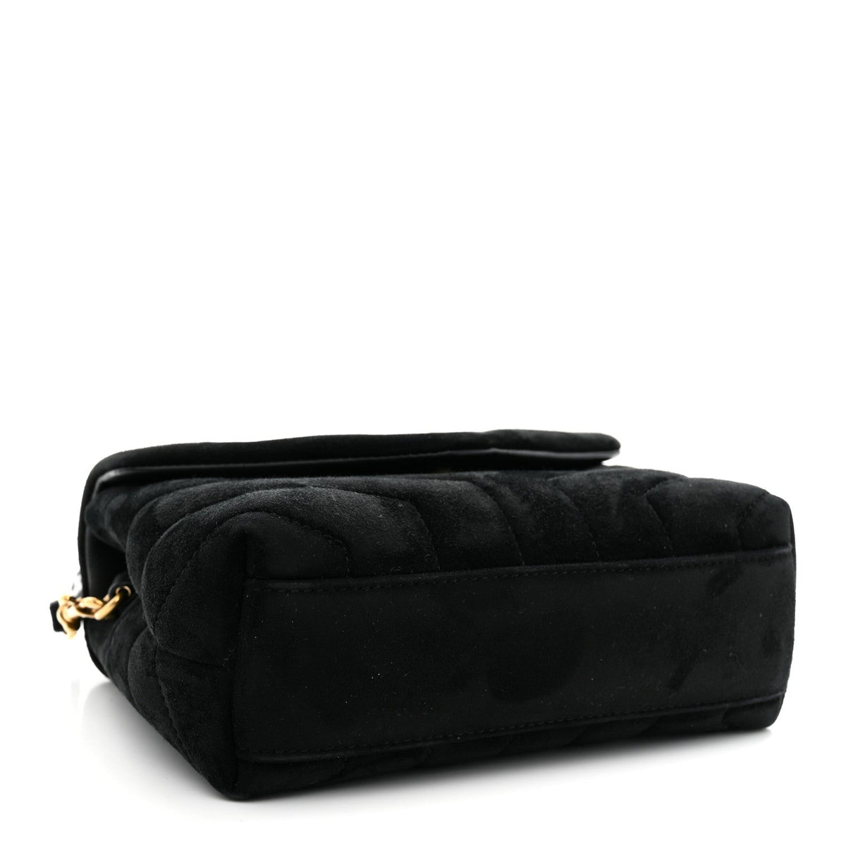 Suede Y Quilted Monogram Toy Loulou Crossbody Bag Black
