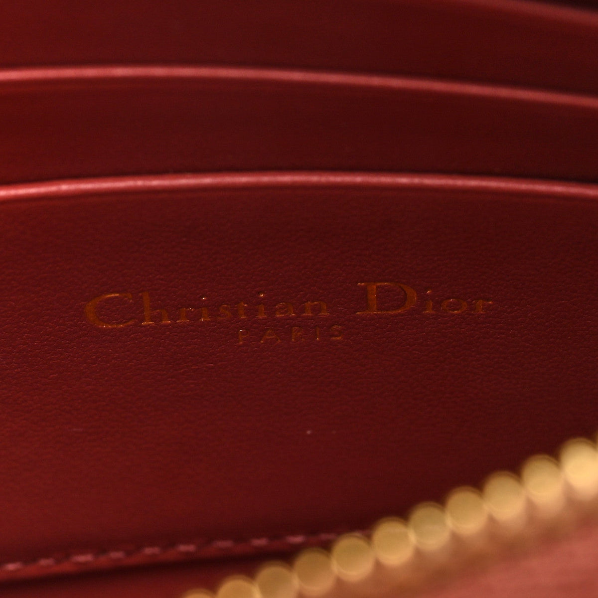 Calfskin Cannage Caro Zipped Pouch With Chain Rust
