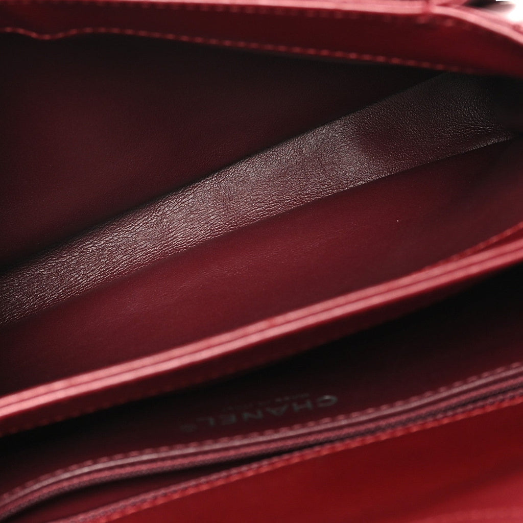 Lambskin Quilted Small Trendy CC Flap Dual Handle Bag Burgundy