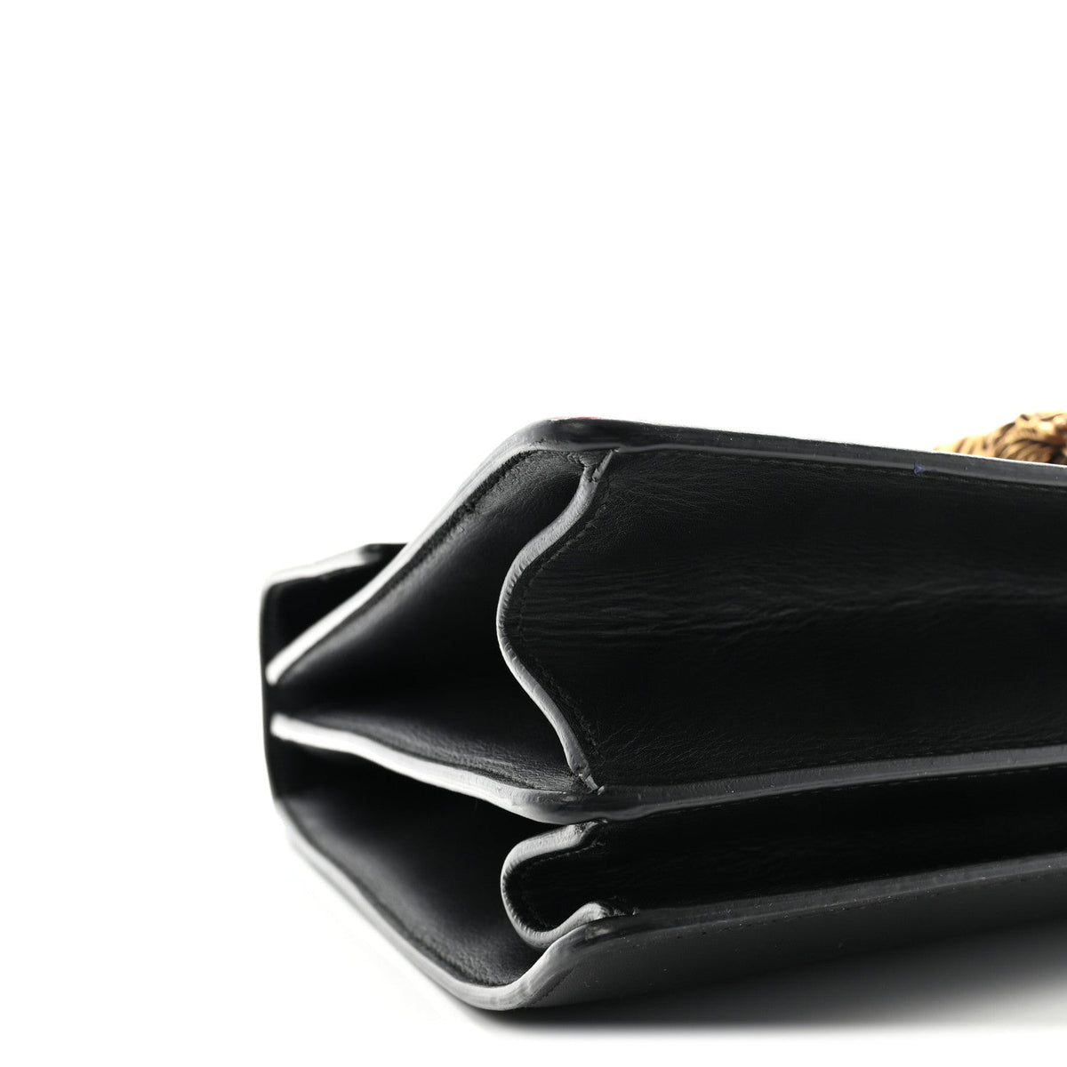 Calfskin Bamboo Web Large Dionysus Top Handle Bag Black Bright Evergreen Hibiscus Red