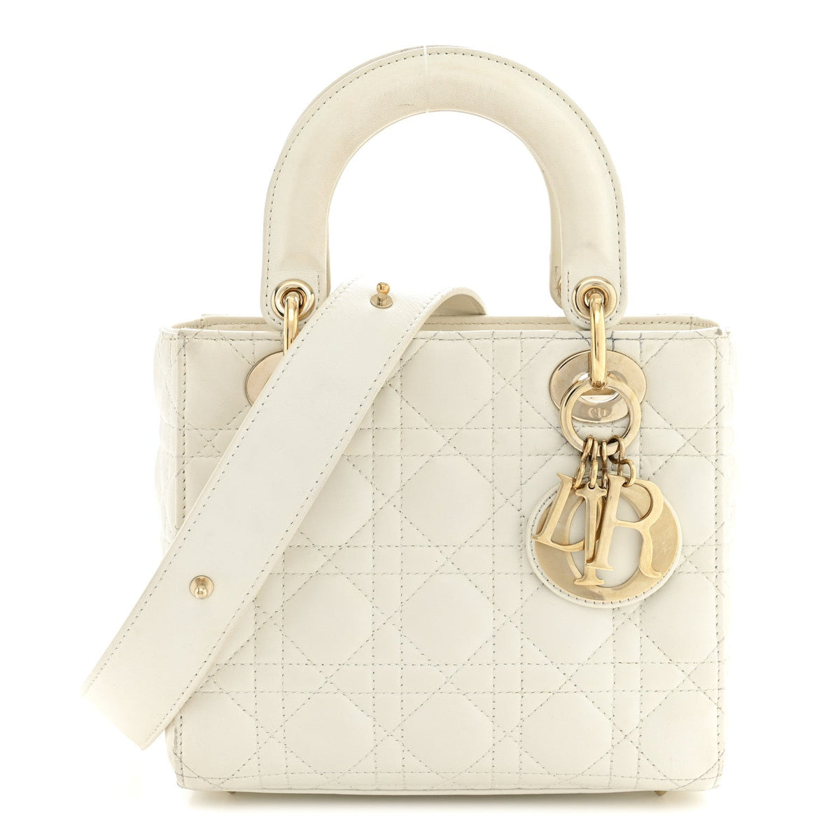 Lambskin Cannage Small My ABCDior Lady Dior White