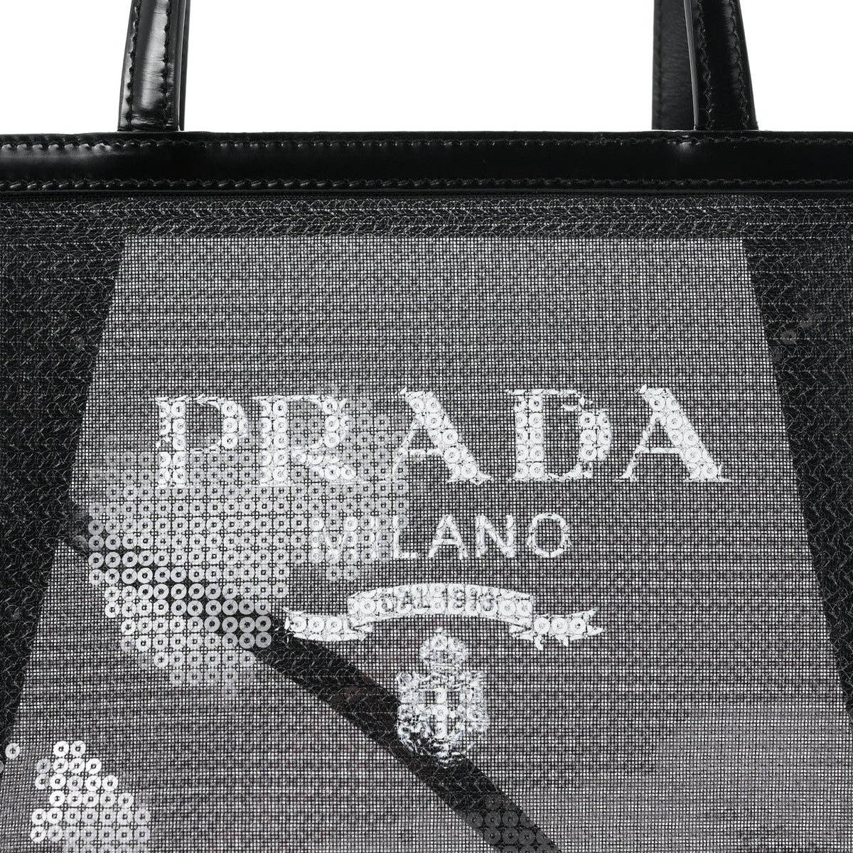 Sequin Rete Paillettes Small Tote Bag Black