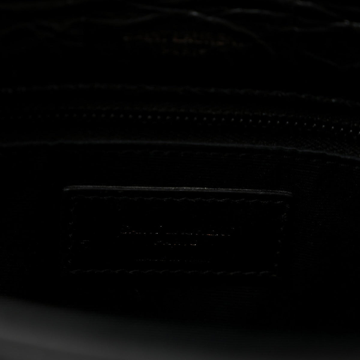 Crocodile Embossed Lambskin Monogram Medium Niki Chain Satchel Black