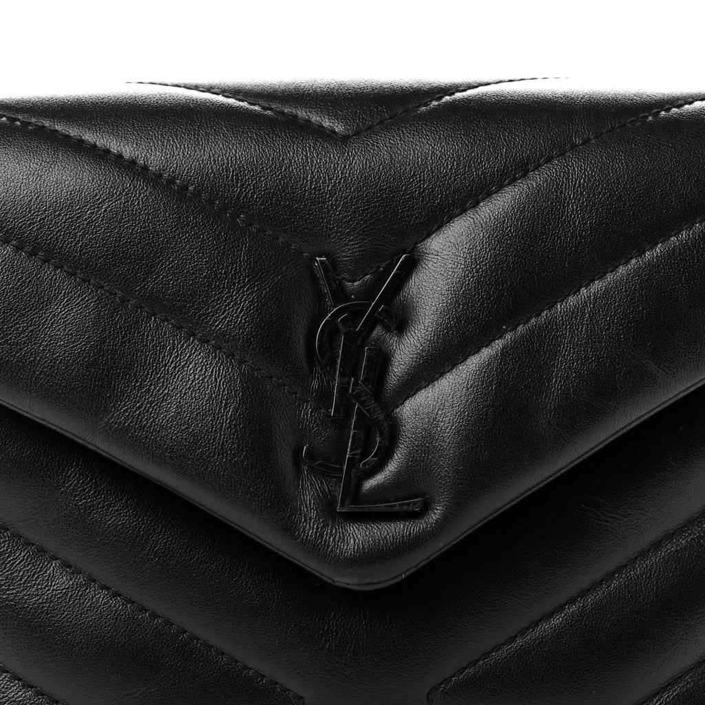 Calfskin Y Quilted Monogram Monochrome Toy Loulou Crossbody Bag Black