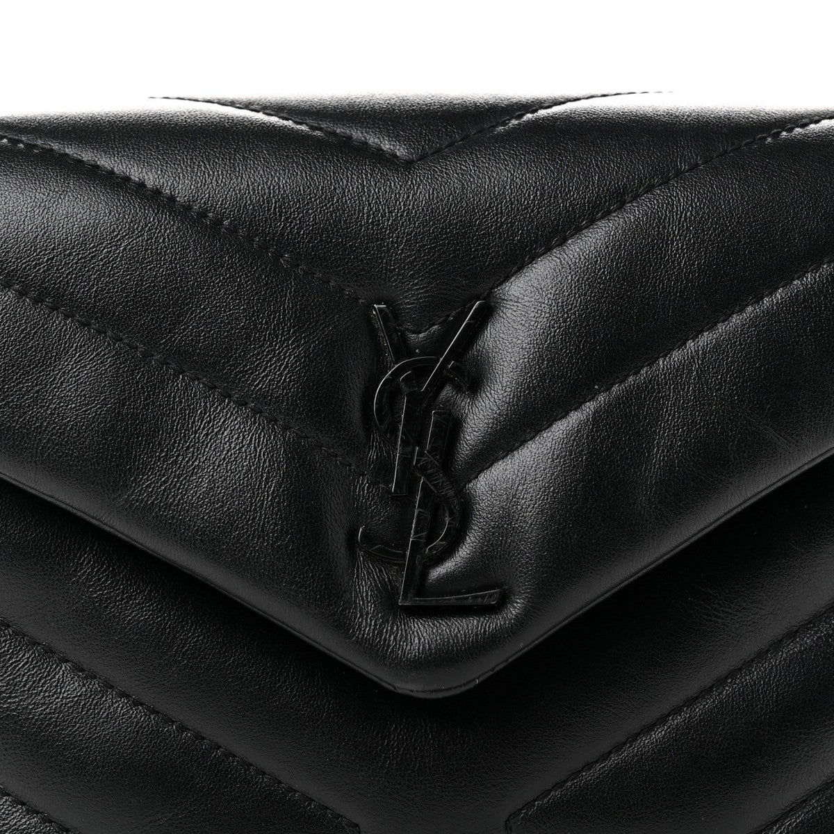 Calfskin Y Quilted Monogram Monochrome Toy Loulou Crossbody Bag Black