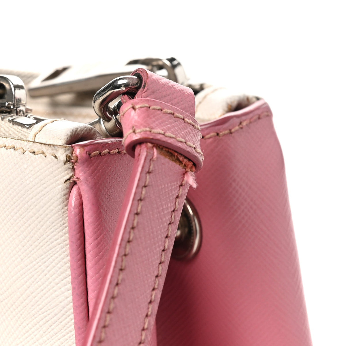 Saffiano Lux Colorblock Small Galleria Double Zip Tote Peonia