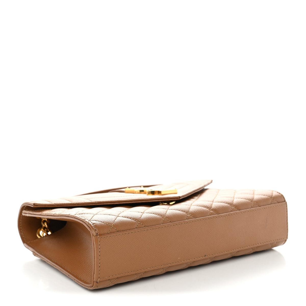 Grain De Poudre Textured Mixed Matelasse Medium Triquilt Monogram Satchel Dark Cork