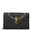 Grain De Poudre Matelasse Chevron Monogram Chain Wallet Black