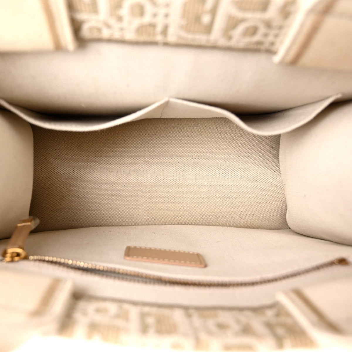 Oblique Chambray Calfskin Small Book Tote With Strap Gold Natural