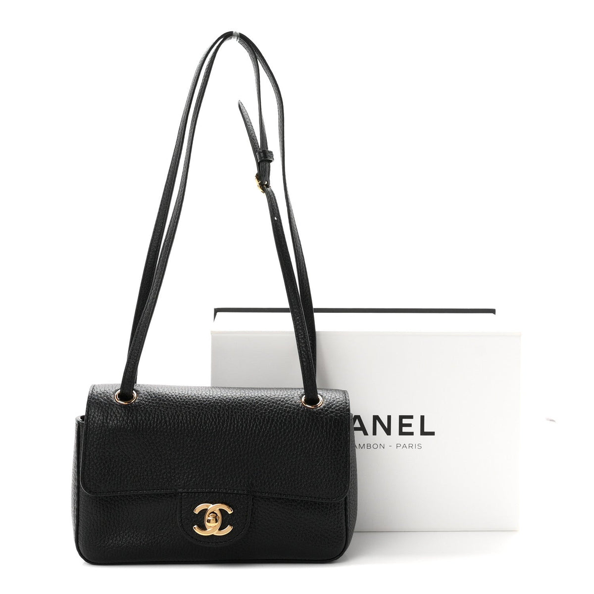 Grained Calfskin Mini Souplissimo Maxi Flap Black