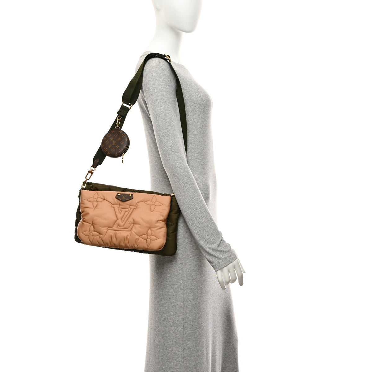 Econyl Monogram Pillow Maxi Multi Pochette Accessories Kaki Beige