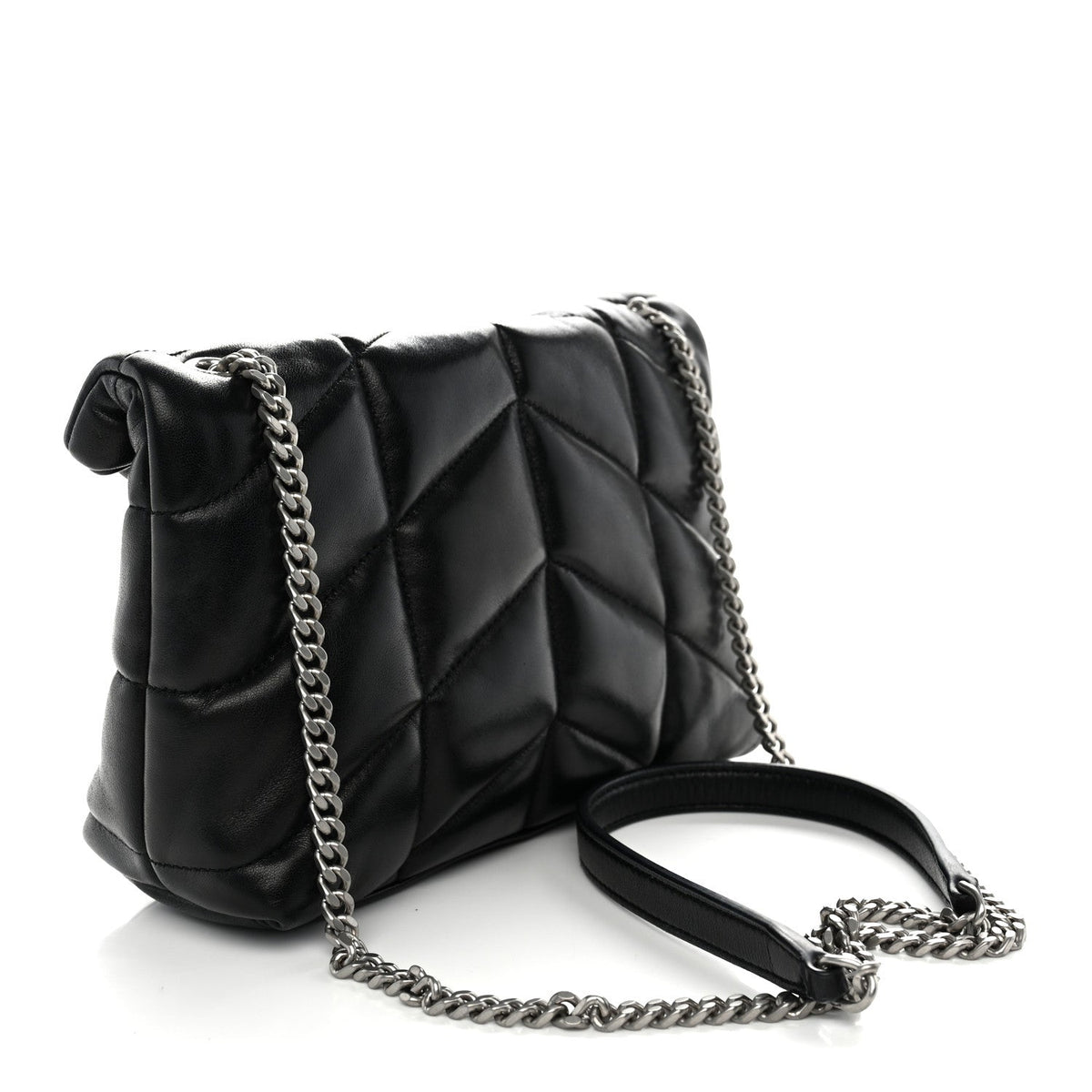 Lambskin Quilted Toy Loulou Puffer Monogram Chain Satchel Black
