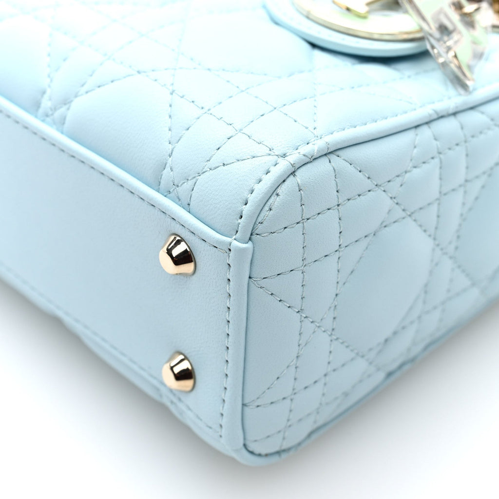 Lambskin Cannage Mini Bi-Color Lady Dior Celeste Multicolor