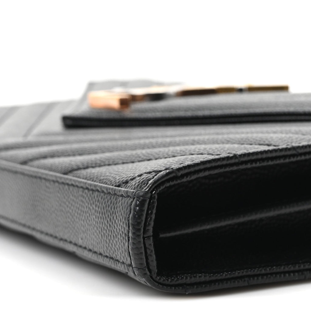 Grain De Poudre Matelasse Chevron Monogram Chain Wallet Black