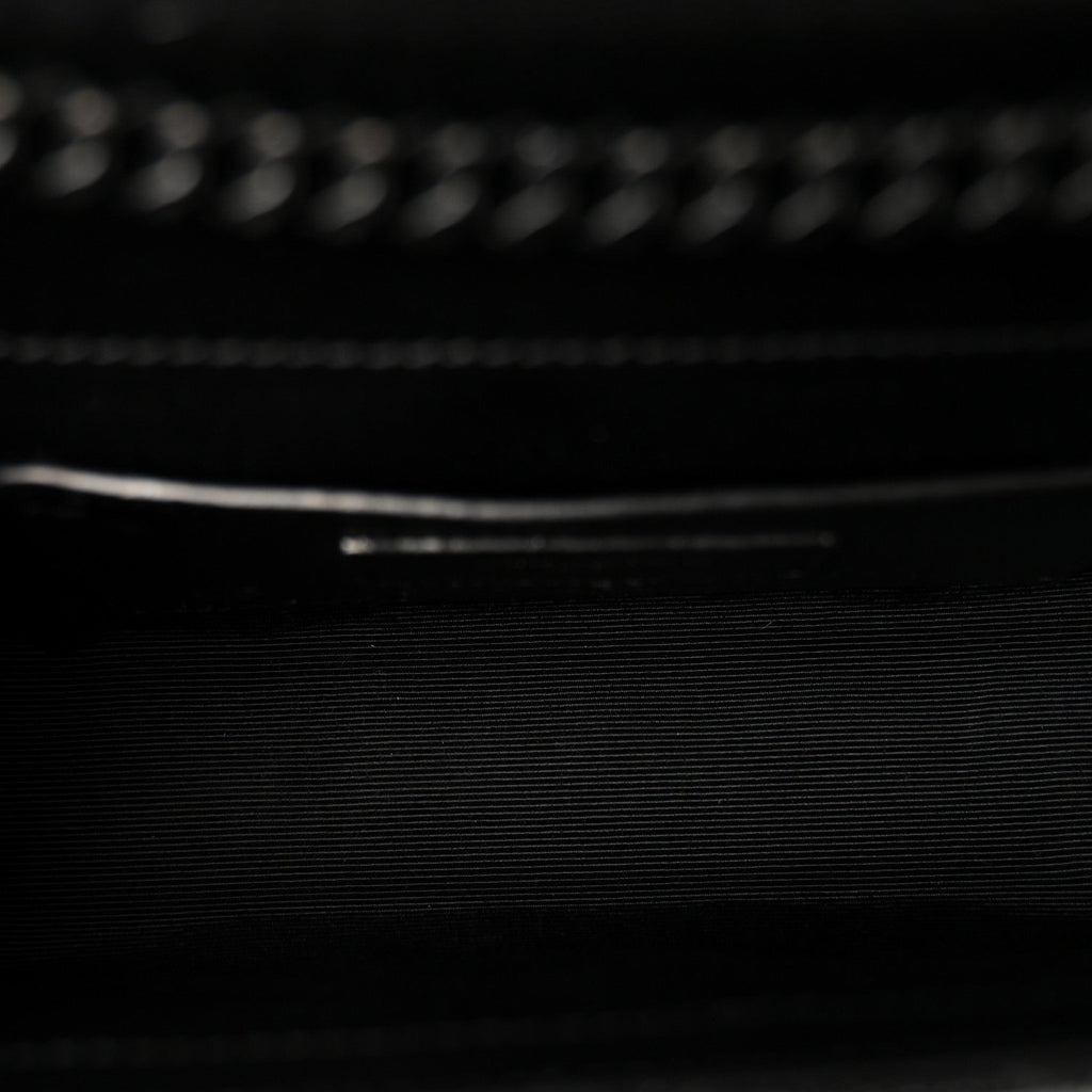 Grain De Poudre Textured Mixed Matelasse Triquilt Small Monogram Monochrome Satchel Black