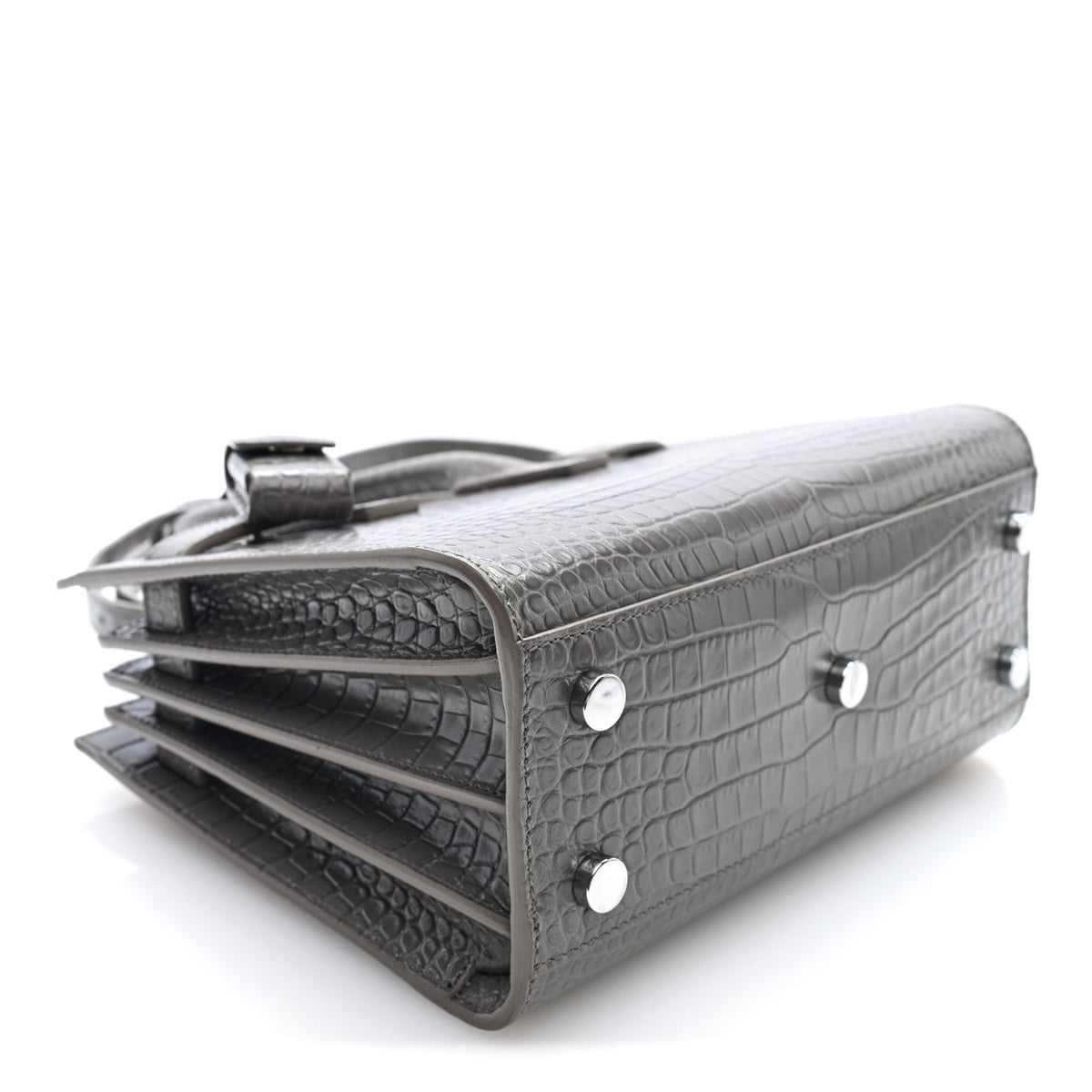 Calfskin Crocodile Embossed Nano Sac De Jour Fog